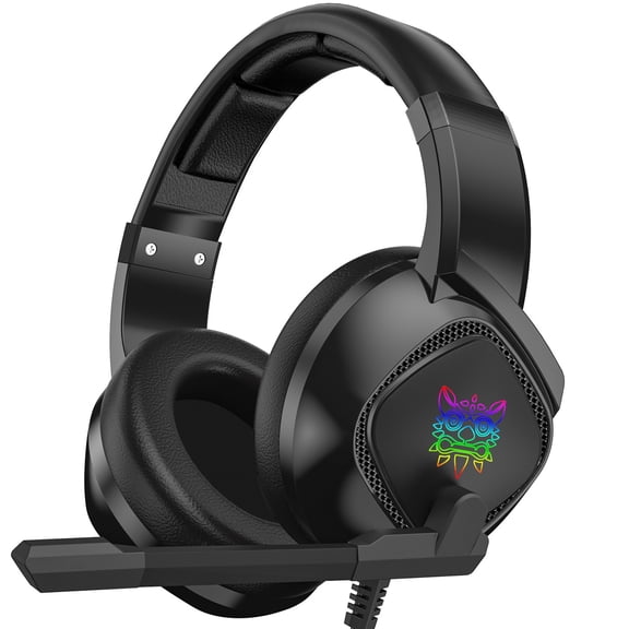 Wired Gaming Headphones with Mic for PS5 PC Xbox, Over-Ear Headphone with RGB Light Headphone for Gaming