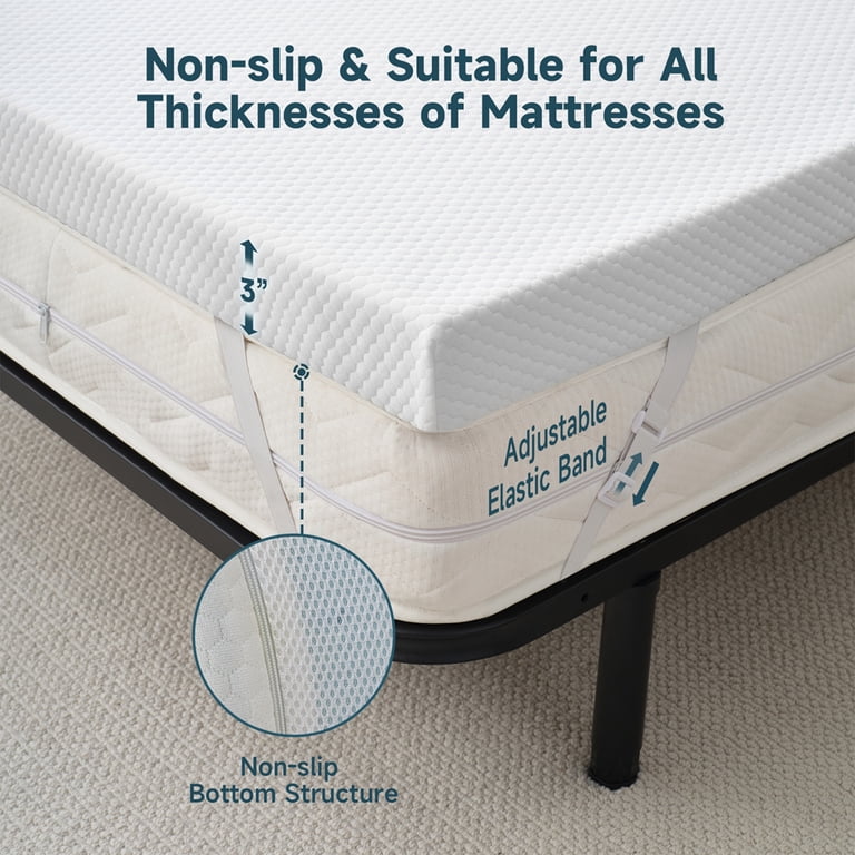 Z-Hom 3 Inch Cooling Gel Memory Foam Mattress Topper, Twin, White photo 6