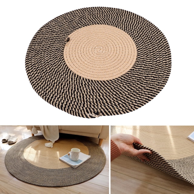 Alfombra De Yute Redonda Trenzada Reversible, Cuerda De Yute Natural Hecha A Mano Para Sala De Estar, Dormitorio, Decoración De Cocina, Alfombra Para El