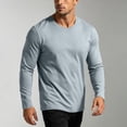 thumbnail image 3 of Daiosportswear Men's Cotton Crewneck T-Shirts Long Sleeve Plain Tee Moisture Wicking Casual Solid Color Tshirts Light Blue XXXL, 3 of 8
