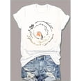 thumbnail image 1 of Women'S Casual Crew Neck T-Shirt, Polyester Knit Fabric, Regular Length, with Geometric Bird and Branch Print, for All Seasons, 1 of 5