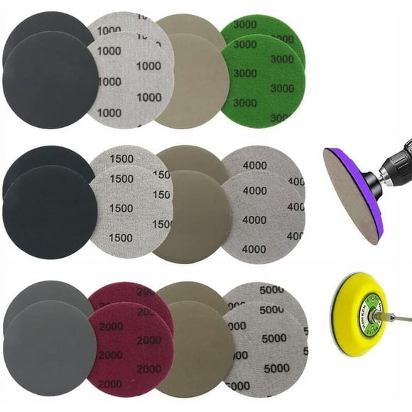 Fine Finish Sanding Discs For Metal Wood Wall Leather Stone, Hook And Loop Grip, Orbital Or Da Sander Compatible, Waterproof Base And Flexible (75Mm, 24 Pack)