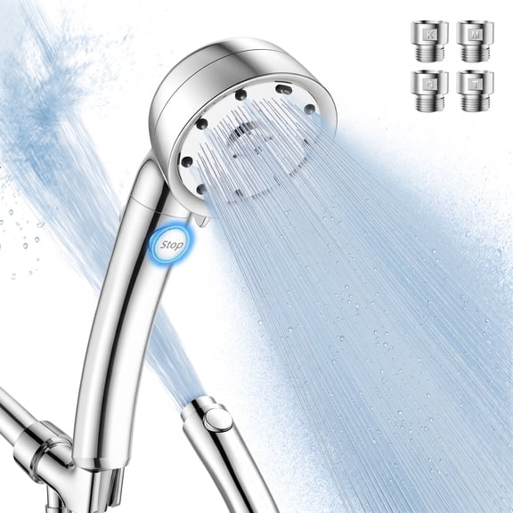 FEELSO High Pressure Showerhead with Handheld, 6+1 Spray Modes with Nano-Bubble, 200% Water Pressure Boost, One-Button Stop, Silver