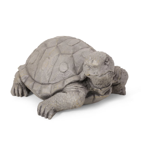 GDF Studio Delphos Outdoor Turtle Garden Statue, Dark Gray