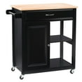 thumbnail image 4 of CorLiving Sage Engineered Wood and Solid Wood Kitchen Storage Cart with Cupboard and Wheels, Black/Brown, 4 of 9