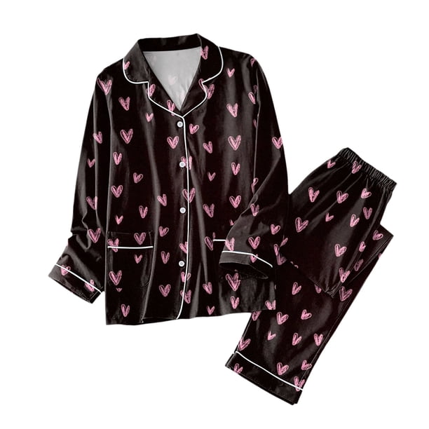 Gibobby Pijamas de seda Pijamas para Mujer Conjunto a Juego Pijamas navideños Conjunto de Pijama Largo de satén con Botones clásicos para Mujer con Bolsillos (Rosa, XL)