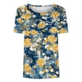 thumbnail image 4 of Uootdi Casual Tees for Women Botanical Leaf Print Crew Neck Short Sleeve Tops Loose Comfy Lightweight Summer Daily Shirts Gift, 4 of 5