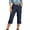 Dark Blue, variant on TinyBloomm Capri Jeans For Stretch Casual Elastic Waist Wide Straight Leg Plus Size Pull On Denim Capris Loose Summer Pants plus Size Stretch Pants Women Cargo Pants with Pockets