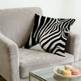 thumbnail image 4 of Print Pillow Covers 45x45cm, Black and White Zebra and Horse Pattern Decorative Throw Pillowcases Linen Cushion Covers for Sofa, Bed Home Decor (D), 4 of 6