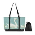 thumbnail image 7 of FORMRS Canvas Laptop Tote Bag for Women with 15.6" Computer Compartments Shoulder Handbag, White Cartoon Swan, 7 of 7