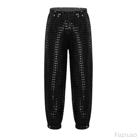 Fozruso Loose Long Pants for Girls Kids Sequins Loose Jazz Hip Hop Street Dance Pants Haren Trousers Dancewear For Boys Girls Sizes 3-4 Years