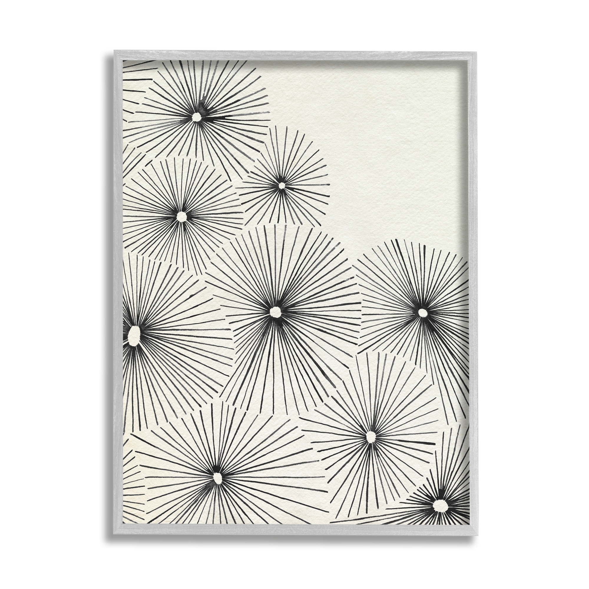 Stupell Industries Contemporary Flowers Abstract Botanical & Floral Drawing Gray Framed Art Print Wall Art