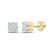 Macey Worldwide Jewelry 10k Yellow Gold Mens Diamond Stud Earrings 1/20 Ctw