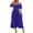 Blue, variant on Summer Fashion Womens Dresses Plus Size Solid Waist Puff Short Sleeve Off-The-Shoulder