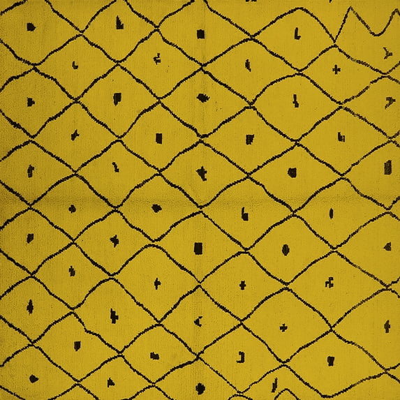 Ahgly Company Indoor Square Solid Yellow Modern Area Rugs, 5' Square