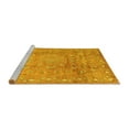 thumbnail image 2 of Ahgly Company Machine Washable Indoor Round Abstract Yellow Contemporary Area Rugs, 3' Round, 2 of 4