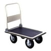 wesco industrial products 272235 deluxe series steel platform trucks with folding handle, pneumatic wheels, 660pound capacity, 23" width x 35" length