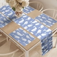 thumbnail image 2 of Ambesonne Whale Table Runner & Placemats, Monochrome Sea Mammal, Placemat 4 pcs + Runner 12"x90", Ceil Blue and White, 2 of 2