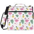 thumbnail image 2 of Zipper Binder with Shoulder Strap 2 inch 3 Ring Waterproof File Folder Organizer Bag 500 Sheet Flamingo and Pineapple Pattern, 2 of 8
