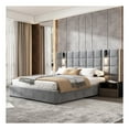 thumbnail image 3 of GDF Studio Luxurious Velvet Queen Bed with USB Port & Reading Lamp, Grey, 3 of 5