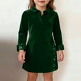 thumbnail image 3 of Gytharion Kids Velvet Dresses for Girls 5-14 Years, Soft Comfy Long Sleeve Lapel Shirt Dress Little Girls Elegant Glitter Sequin Evening Party Mini Dresses, 3 of 4
