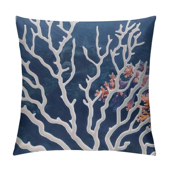 12X12IN Nautical Ocean Blue Coral Throw  Pillowcase, Suitable For Family Holiday  Home Bedroom Living Room