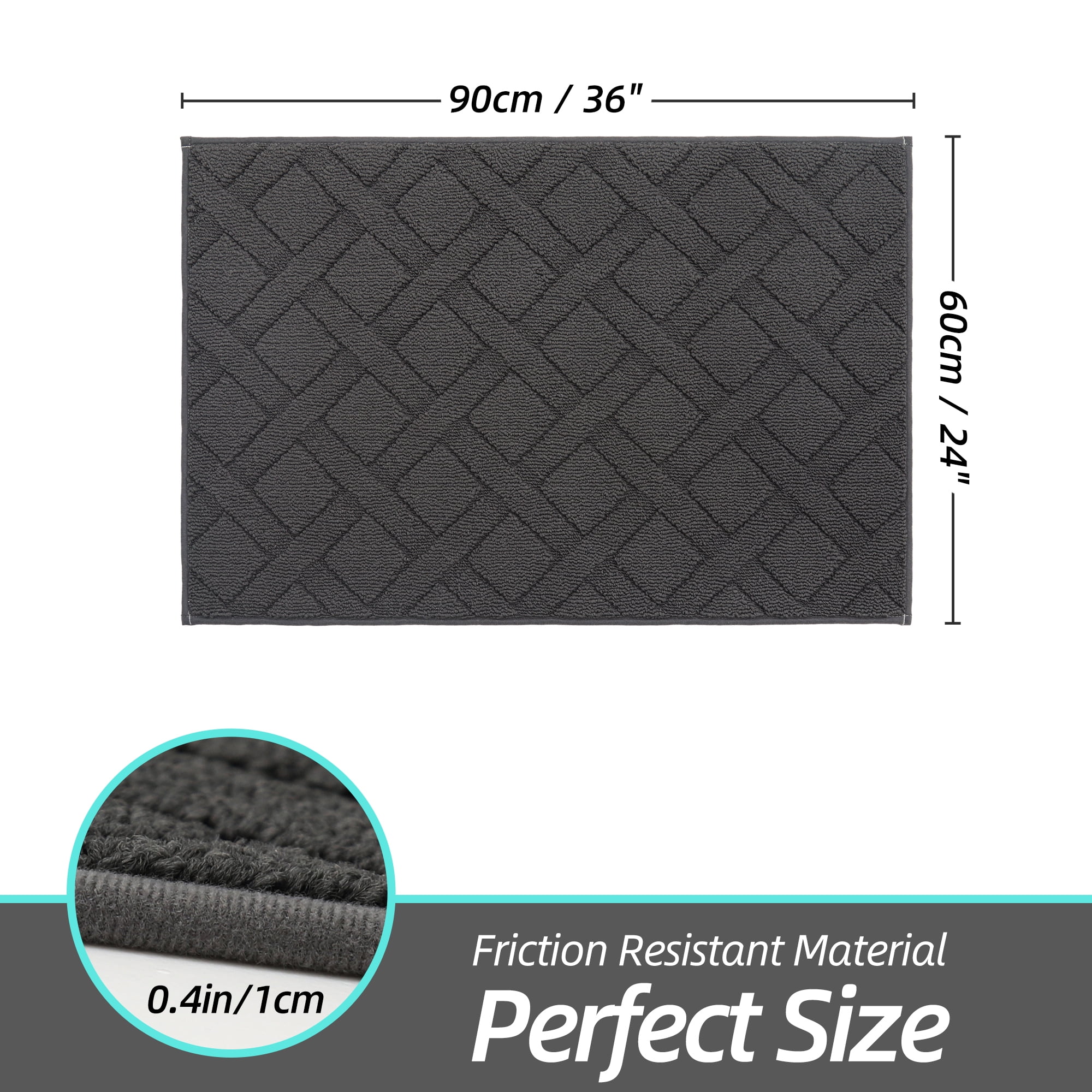 FLOORHUG Doormat Indoor 24"x36", Front Door Mat Non-Slip for Entrance, Absorbent Resist Dirt Door Rug for Inside, Low-Profile Welcome Mat, Entryway Rug Floor Mats Machine Washable, Charcoal