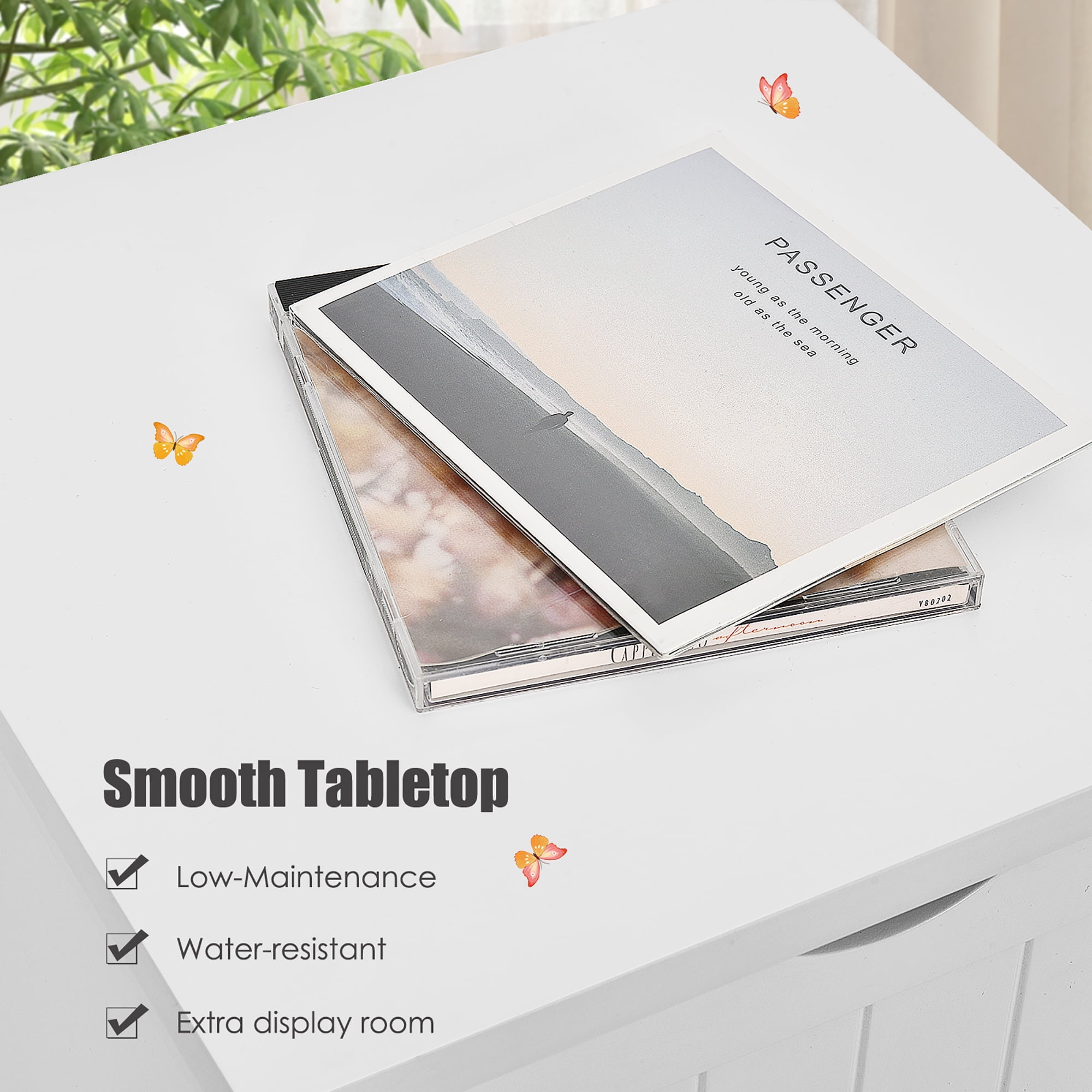Costway White Floor Storage Cabinet Bathroom Organizer Free Standing 4 Drawers