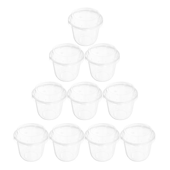 Raindrops 10PCS Disposable Clear Plastic Cups Dessert Cups with Lids Disposable Snack Bowls for Cupcake Pudding Snacks Yogurt Fruits