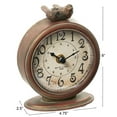 thumbnail image 2 of Creative Co-Op Vintage Pewter Mantel Clock with Birds, Distressed Brown, 2 of 6