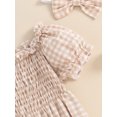 thumbnail image 6 of Bagilaanoe Newborn Baby Girl Summer Rompers Plaid Short Sleeve Off Shoulder Bodysuits + Headband 3M 6M 12M 18M Infant One Piece Jumpsuit, 6 of 7
