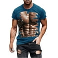 thumbnail image 4 of ZCFZJW Summer T-Shirts for Men Big and Tall 3D Fake Muscle Pattern Graphic Short Sleeve Crew Neck Workout T Shirt Loose Fit Soft Cotton Pullover Tops Dark Blue M, 4 of 6