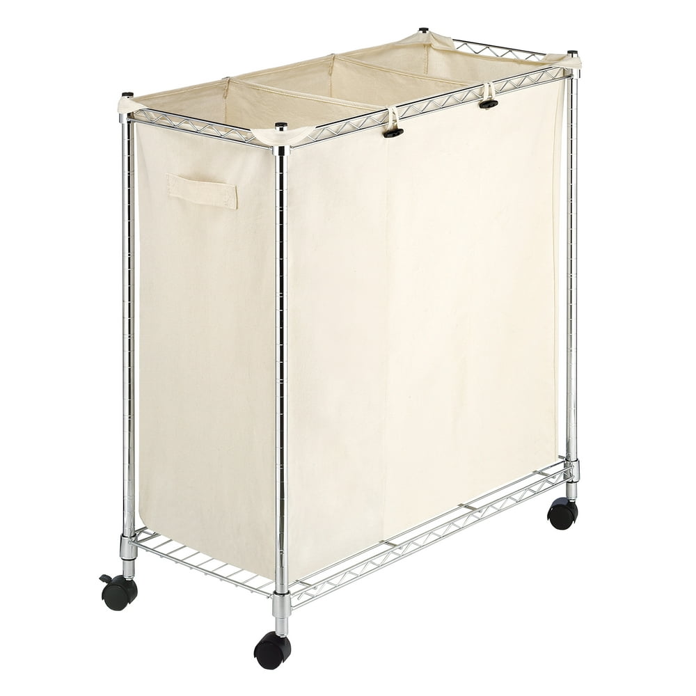 Whitmor 3 Section Rolling Supreme Laundry Basket and Sorter with