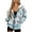 Blue Turtles and Floral, variant on Women's Fashion Hoodie Soft Oversized Sweatshirts Mandala Hummingbird Pattern Full Zipper Long Sleeve Jacket Coat for Women Soft Casual Wear with Pockets, 3XL