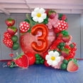 thumbnail image 3 of Set de globos con forma de fresa Corabsar para niña de tercer cumpleaños, 3 of 7