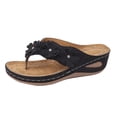 thumbnail image 2 of Caywon Womens Flower Embellished Wedge Flip Flops, Toe Post Slide Sandals, Casual Summer Beach Footwear, Comfortable Slip On Slippers, Sandalias Con Cuña Para Mujer, 2 of 9