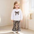 thumbnail image 6 of NOLDARES Girls 2 Piece Outfits Long Sleeve Crew Neck Bow Sweatshirt Top And Flare Pants Set(Z231-White), 6 of 9