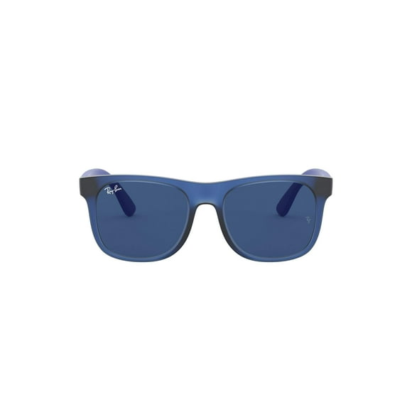 Ray-Ban Junior RJ9069S Justin Square Sunglasses, Rubber Transparent Blue/Dark Blue, 48 mm