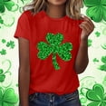 thumbnail image 5 of Felirenzacia Women's St. Patrick's Day Heart Shamrock Graphic T-Shirt Casual Crew Neck Short Sleeve Tunic Tee Top Red,XL, 5 of 5