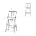 thumbnail image 2 of 24-Inch Metal Stools Set for Counter (2 Pieces) | Supportive Seating for High Top Tables | High-Quality Iron Construction with White Coating | Curved Backs with Vertical Slat for Comfort, 2 of 5