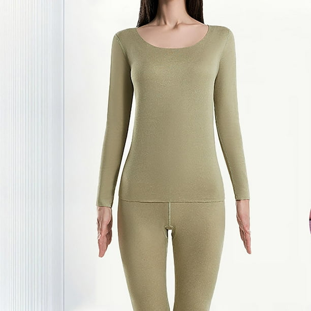 XZNGL Winter Underwear Thermal Women Womens Winter Thermal Underwear Woolen Thermal Suit Clothes Trousers Long Sleeved Round Neck Shirt Shirt Suit Womens Thermal Tops Long Sleeve Walmart