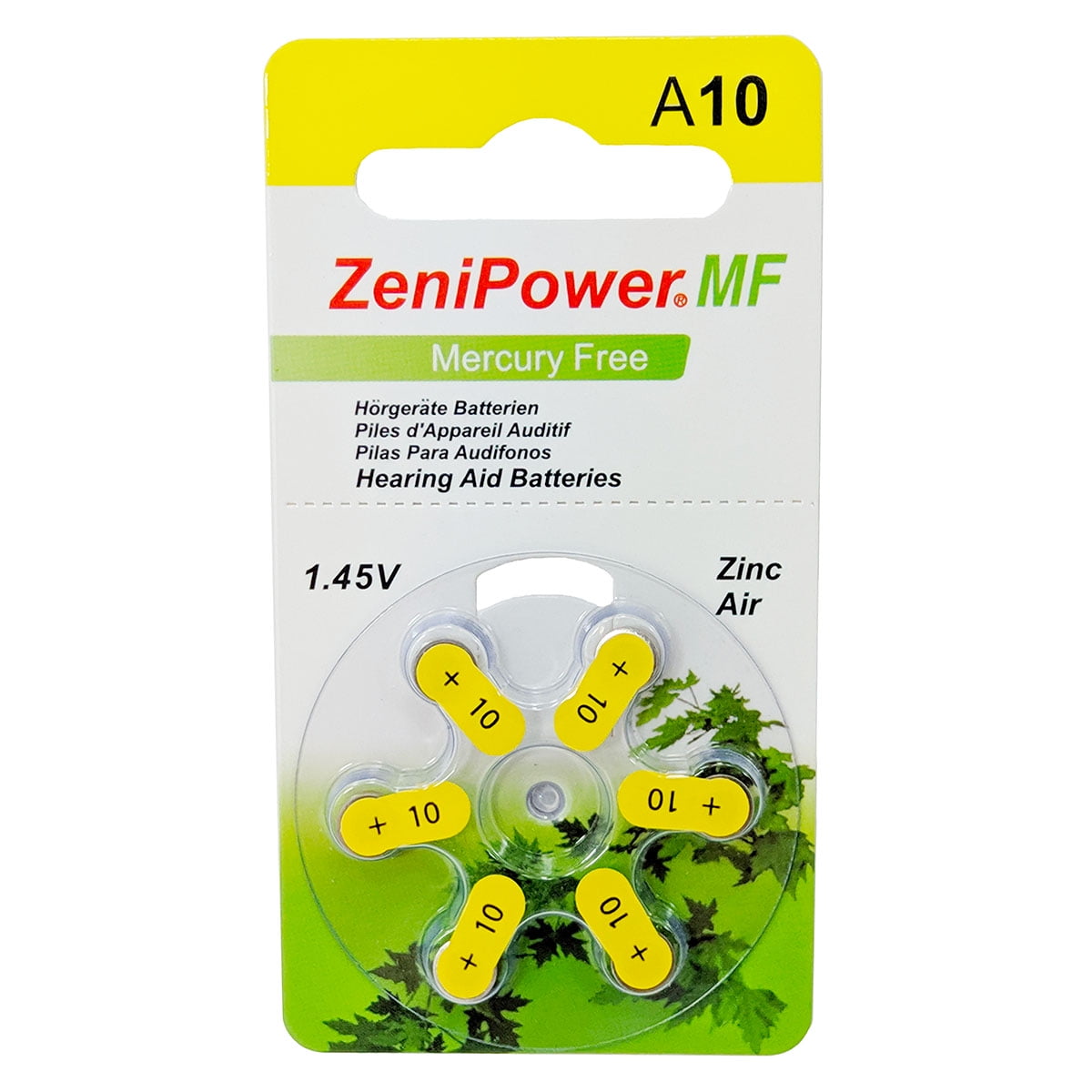 60 ZeniPower Mercury Free Hearing Aid Batteries Size: 10