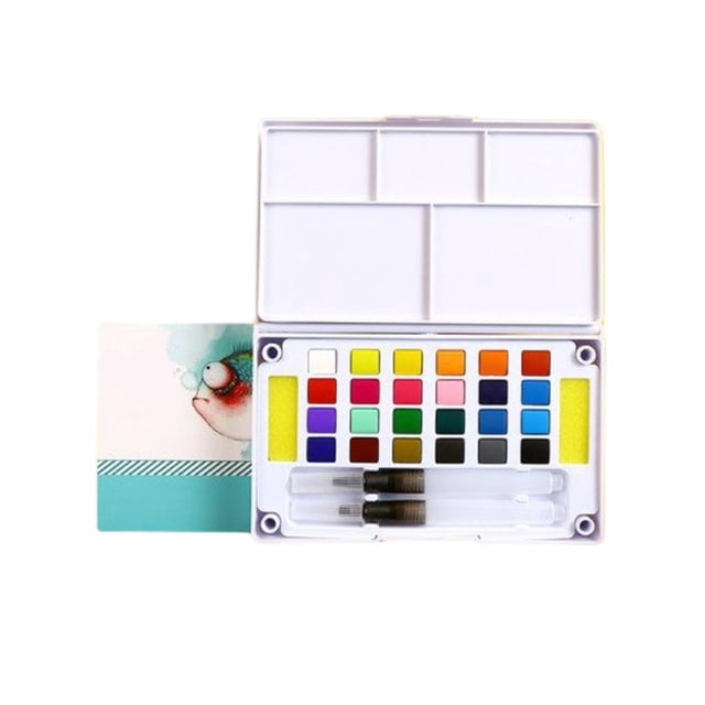 Sidaley Carcasa de plástico de 24 colores, acuarela sólida para niños, estudiantes, pintura de artista, aprendizaje, pigmento de pintura pinturas