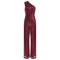 thumbnail image 3 of Xnihocha Combinaison Sans Manches pour Femmes une Épaule Robe de Soirée à Sequins Bourgogne 3TG, 3 of 7
