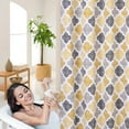 thumbnail image 5 of Haperlare 72"W x 96"L Extra Long Shower Curtains Quatrefoil Tile Pattern Fabric Shower Curtains for Bathroom Cotton Blend Washable, Yellow Gray, 1 Panel, 5 of 6