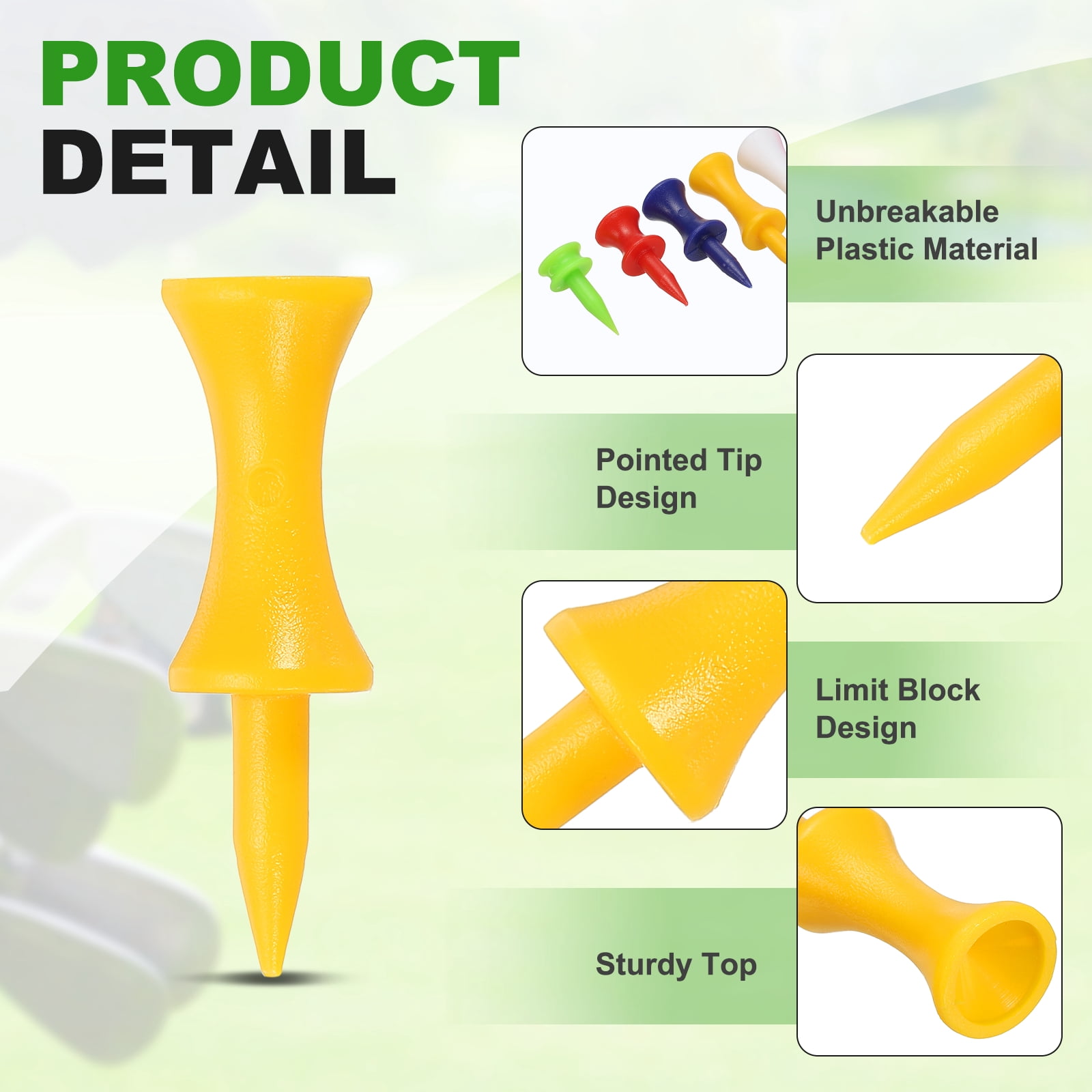 Uxcell Plastic Step Down Golf Tees, 1/2/3 Inch Unbreakable Plastic Golf Tees Bulk, 140 Pack & Multicolor - Fitting For(Practice/Outdoor/Golf Course/Competition/Leisure)