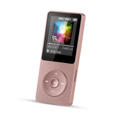 AGPTEK 8GB MP3 Player with FM Radio, Voice Recorder,Music Player 70 Hours Playback & Supports up to 128GB, Rose Gold (Android Music Player With Best Shuffle)