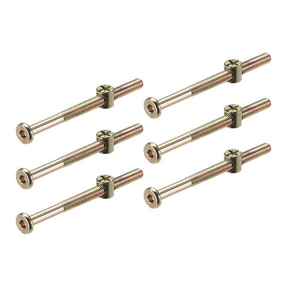 Uxcell M6 x 2.76'' Furniture Bolts Nut Set Hex Socket Screw with Barrel Nuts Phillips-Slotted 6Sets