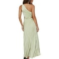 thumbnail image 2 of nvzhuang Women One Shoulder Sleeveless Dress Waist Cutout Pleated Summer Dress, 2 of 6