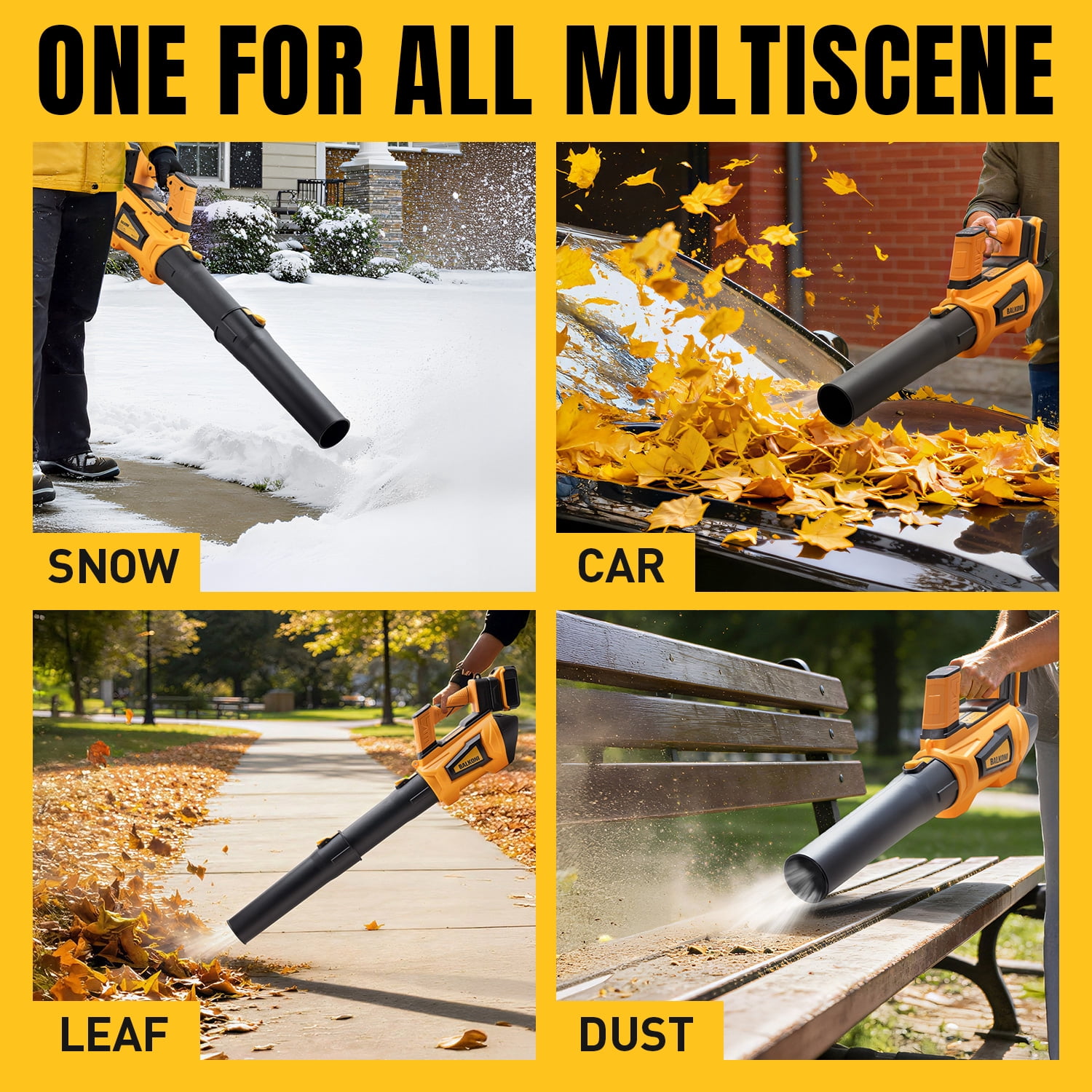 BALKONI Cordless Leaf Blower, Compatible with DeWalt 20V Battery, 800 CFM, 200 MPH